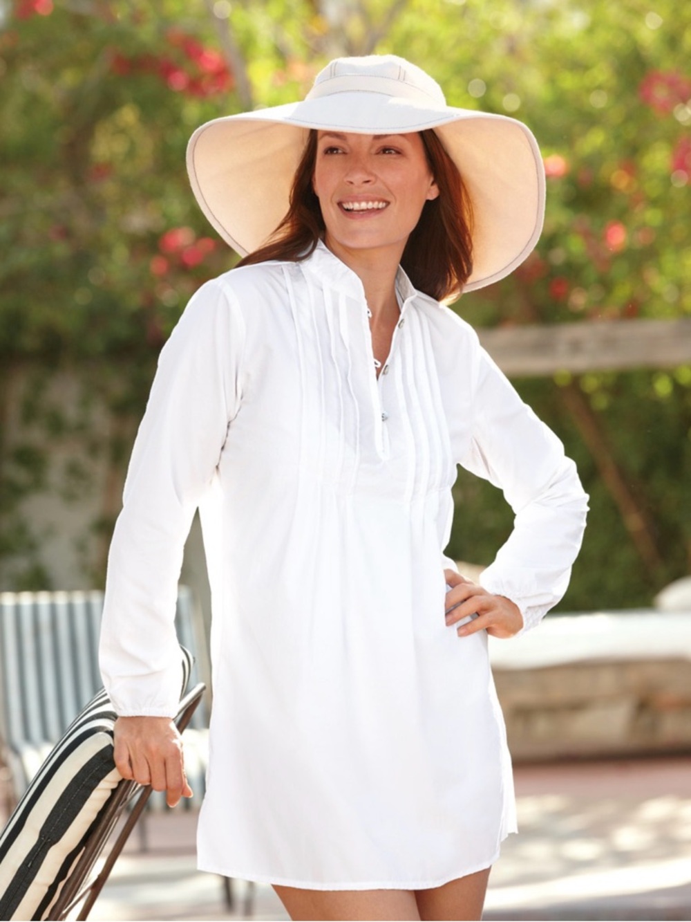Women's Light Aqua Long-Sleeve Beach Swim Cover Up SPF Tunic Dress Small